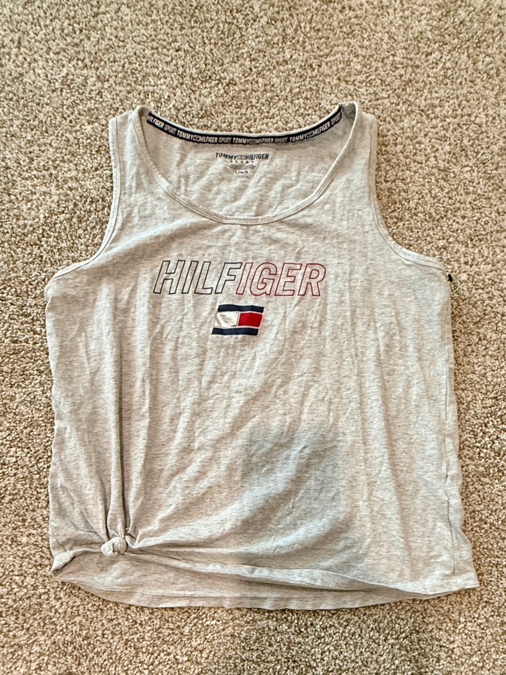 Tommy Hilfiger Light Gray Logo Tank with Red & Navy Accent